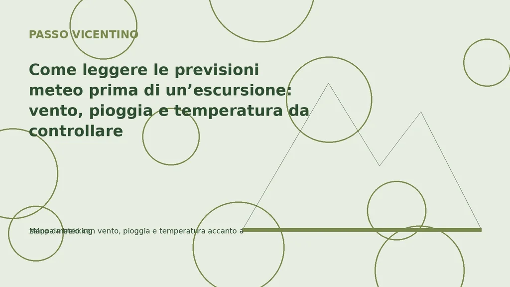 Mappa meteo con vento, pioggia e temperatura accanto a zaino da trekking