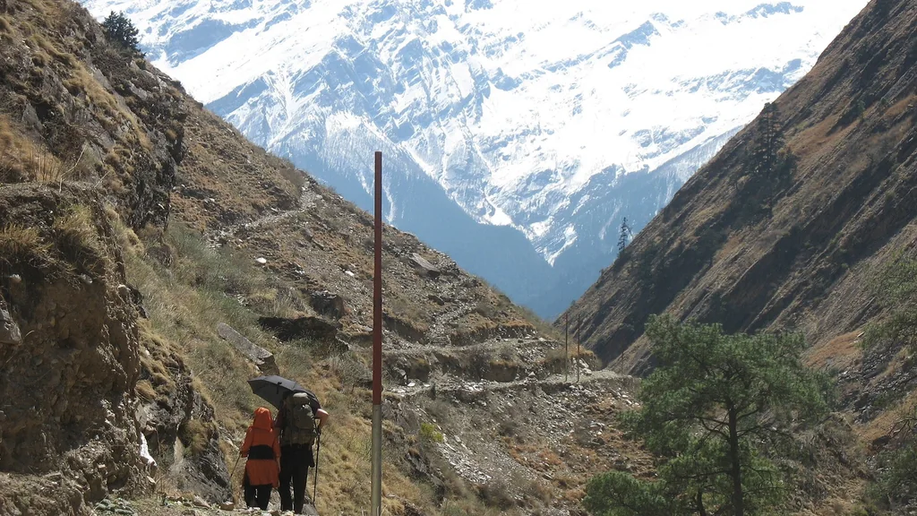 Escursionisti con bastoncini su un sentiero di montagna