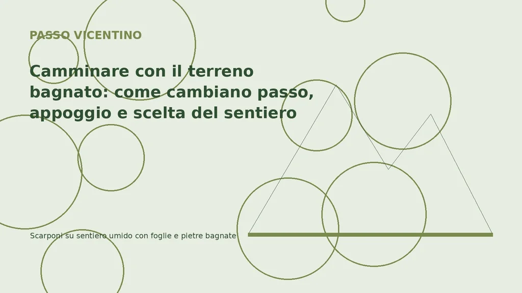 Scarponi su sentiero umido con foglie e pietre bagnate