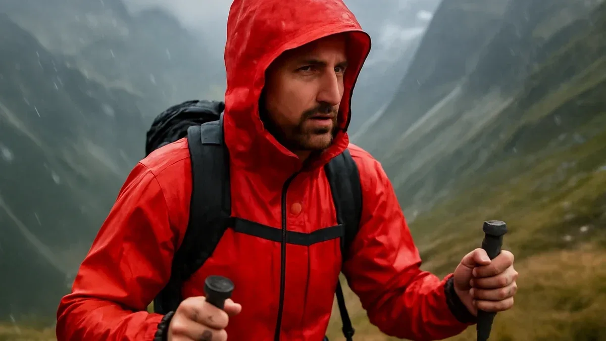 Giacca impermeabile da camminata: come regolare cappuccio e polsini sotto la pioggia